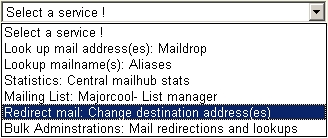 MailHub drop-down list